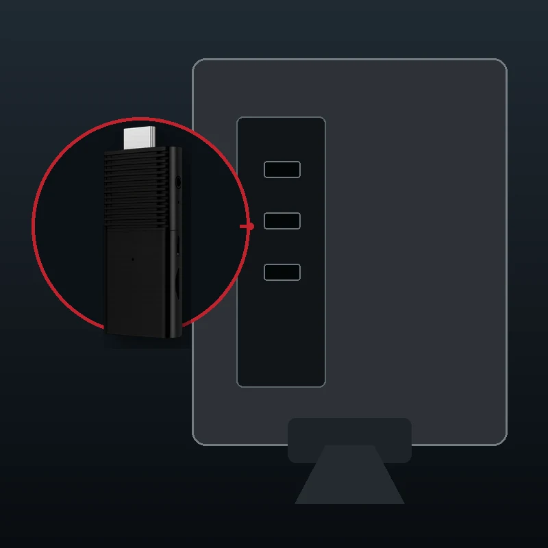 Flixy TV Stick connected to television HDMI port